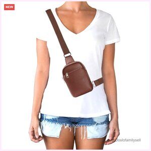 PU Leather Small Sling Bag Crossbody Fanny Pack for Travel